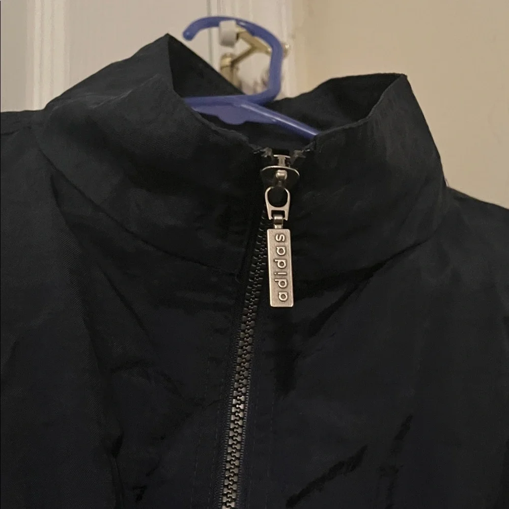 Adidas Vintage Black Jacket with White Accents